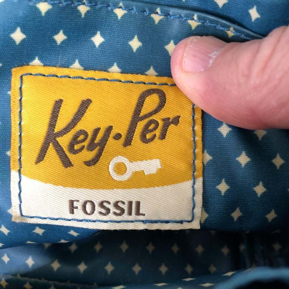 Fossil Key Per Satchel Handbag Womens Brown Floral PVC Top Handle Bag Retro 70s - Picture 7 of 16